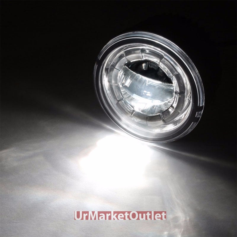 Smoke Len LED Projector Front Replacement Bumper Round Fog Light Lamp+Bulb+Mount