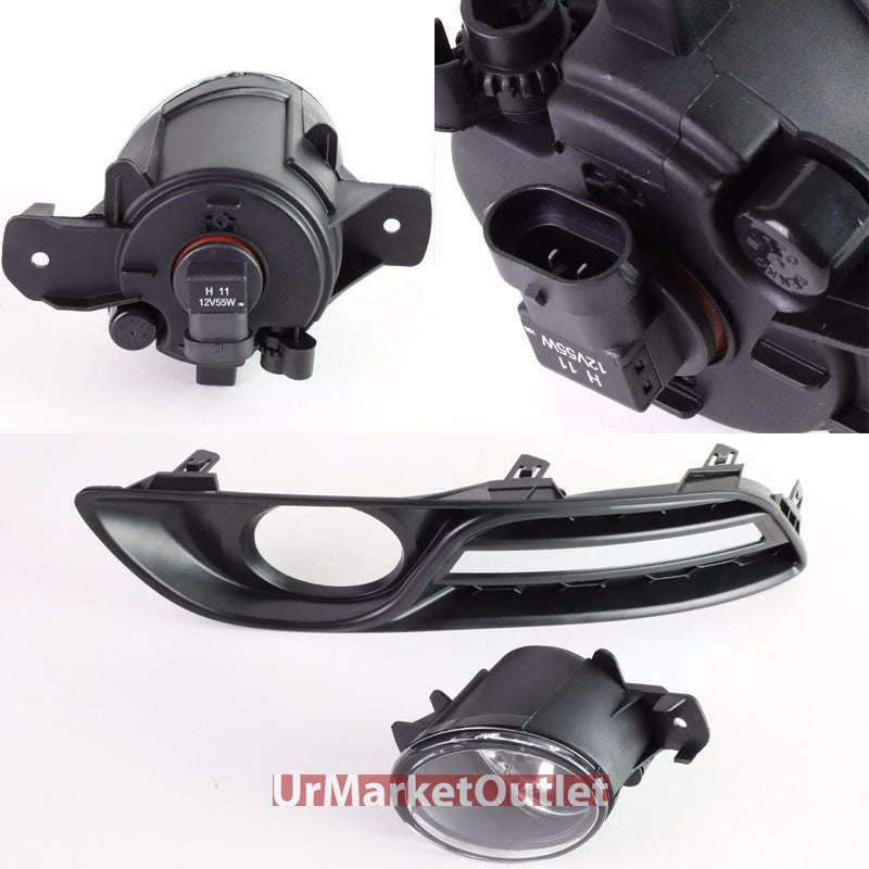 Clear Lens Front Bumper Fog Light Lamp+Bezel+Bulb+Switch For 13-16 Sentra B17