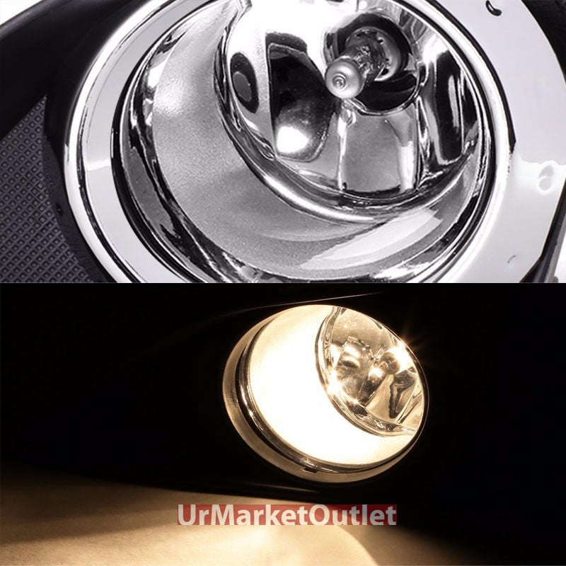 Clear Front Fog Light Lamp+Chrome Ring Bezel+Bulb+Switch For 09-10 Corolla E140