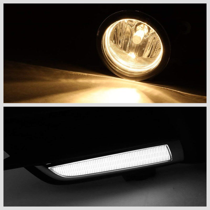 Front Bumper Driving Fog Light Lamp+LED DRL Bar Amber Lens For 16-17 Civic 2/4D