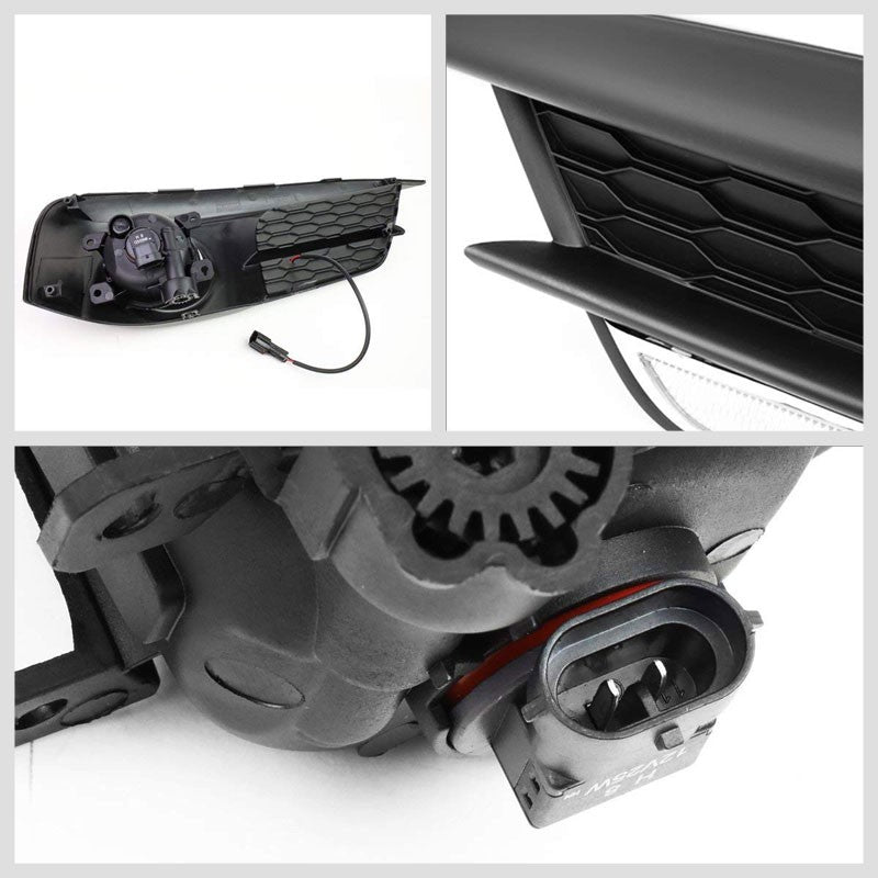 Front Bumper Driving Fog Light Lamp+LED DRL Bar Amber Lens For 16-17 Civic 2/4D