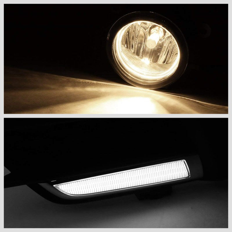 Front Bumper Driving Fog Light Lamp+LED DRL Bar Clear Lens For 16-17 Civic 2/4D