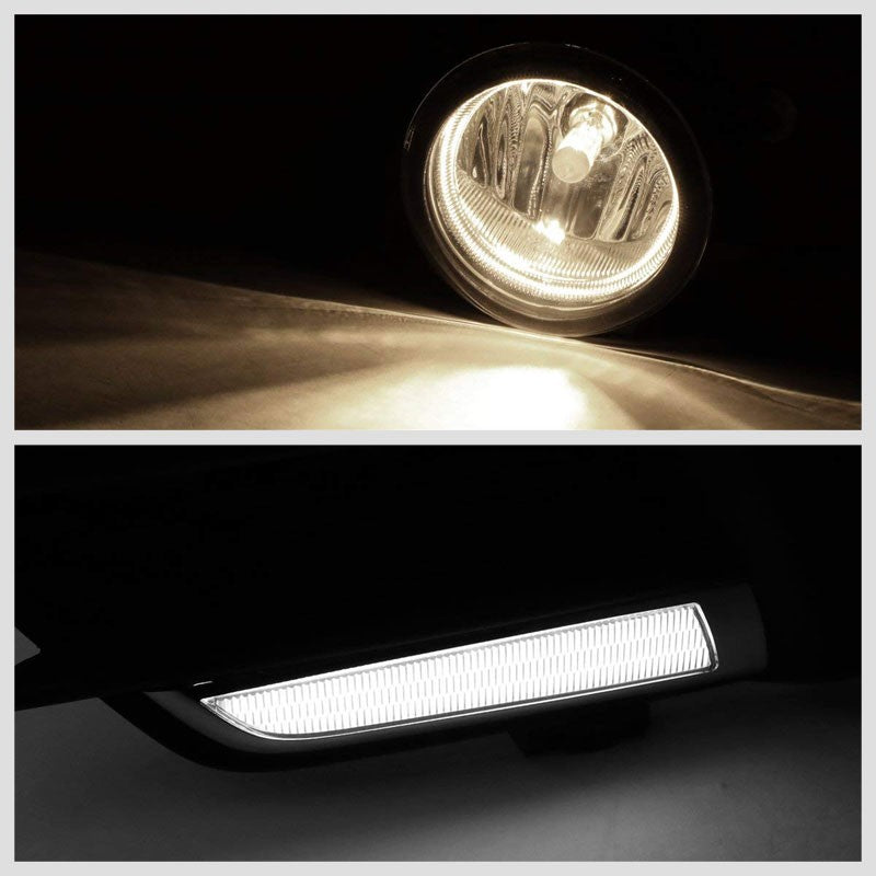 Front Bumper Driving Fog Light Lamp+LED DRL Bar Smoke Lens For 16-17 Civic 2/4D