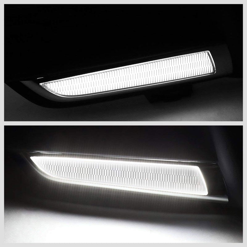 Front Chrome Fog Light Bezel+LED DRL Running Light Strip For 16-17 Civic 2DR/4DR