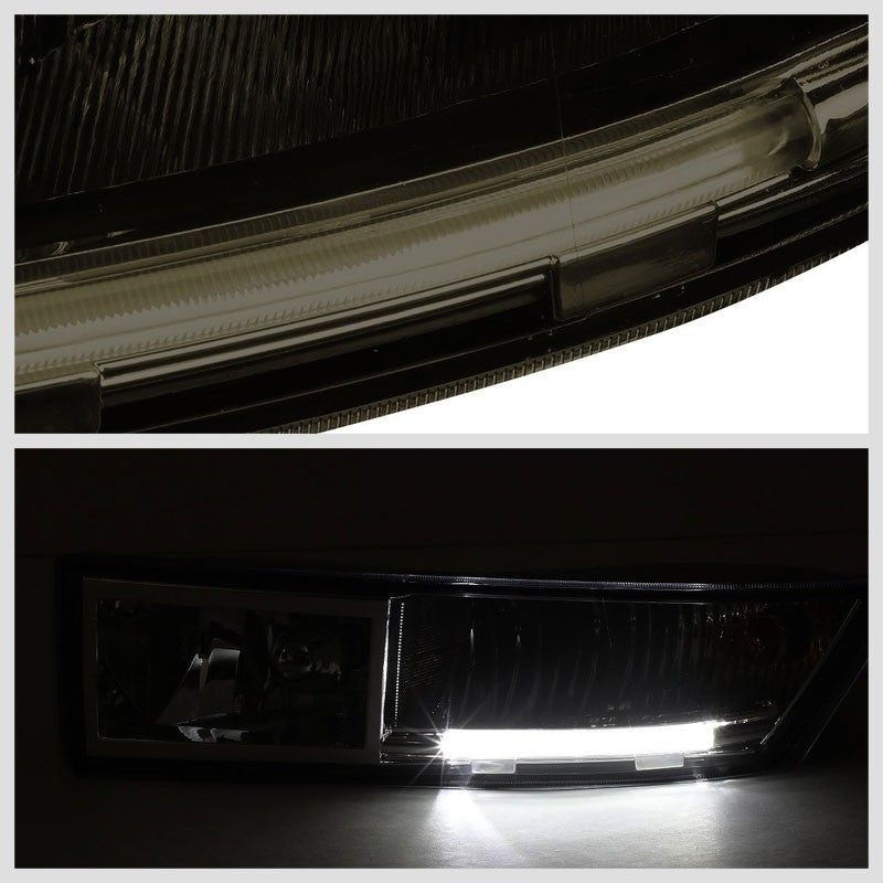 Front Bumper Driving Fog Light Lamp+LED DRL Bar Smoke Lens For 07-14 ESCALADE