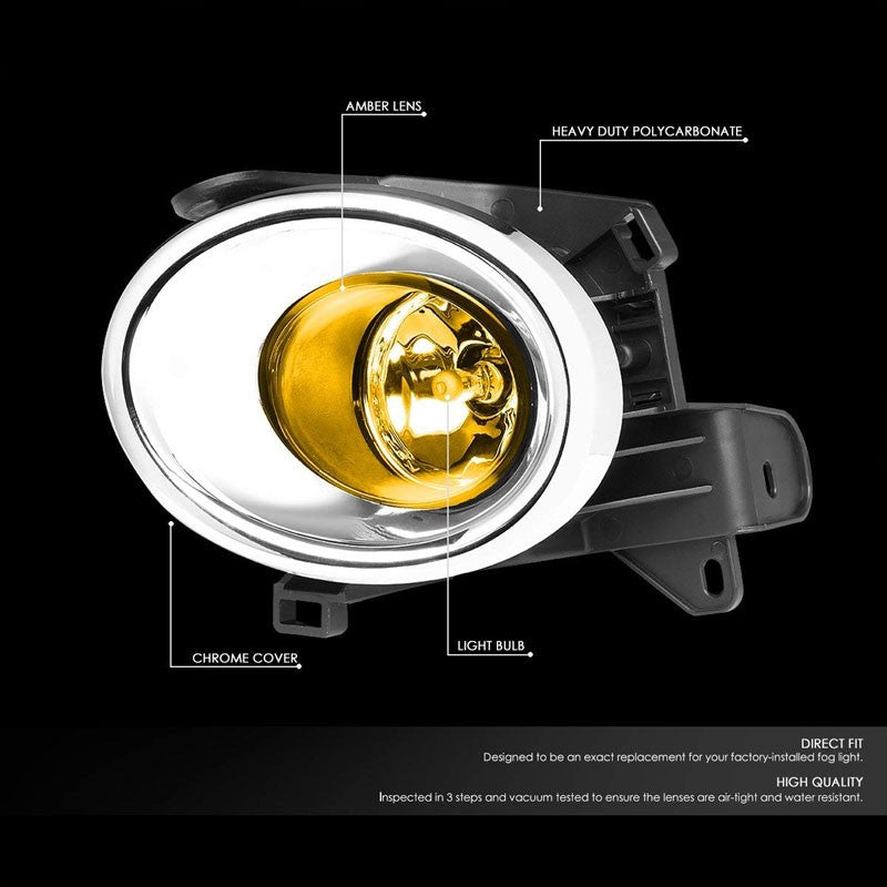 Front Bumper Fog Light Lamp Chrome Bezel+Bulb Amber Lens For 13-16 Pathfinder