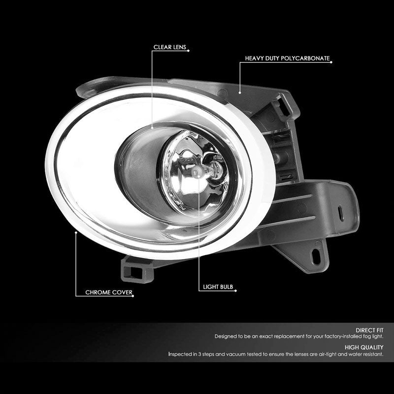 Front Bumper Fog Light Lamp Chrome Bezel+Bulb Clear Lens For 13-16 Pathfinder
