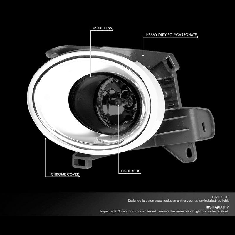 Front Bumper Fog Light Lamp Chrome Bezel+Bulb Smoke Lens For 13-16 Pathfinder