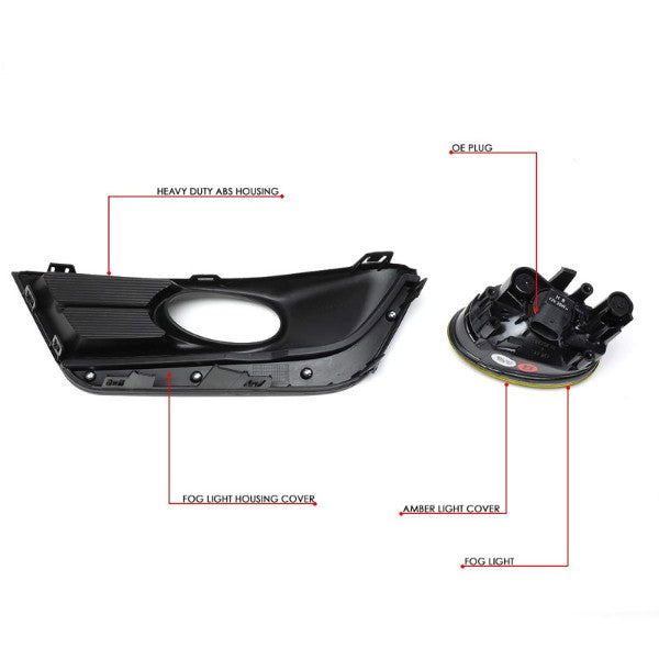 Amber Lens Front Driving Fog Light Lamp Kit+Bezel+Switch For 17-18 Honda CR-V