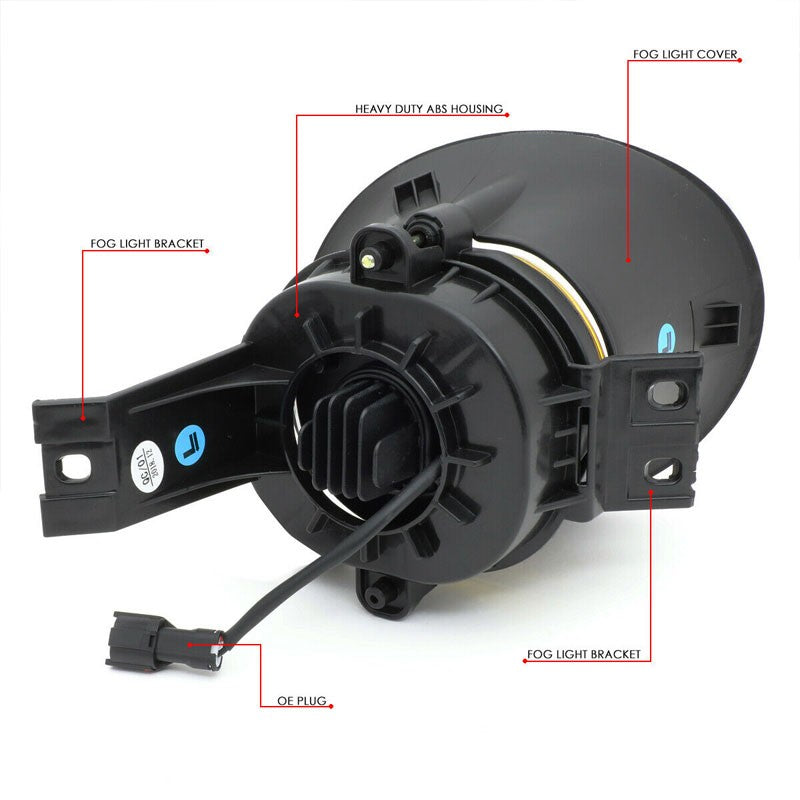 Bolt-On Front LED Fog Light Lamp+Bezel/Switch Chrome/Amber For 02-08 Ram 1500