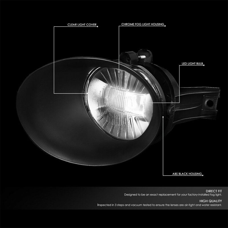 Bolt-On Front LED Fog Light Lamp+Bezel/Switch Chrome/Clear For 03-09 Ram 2500