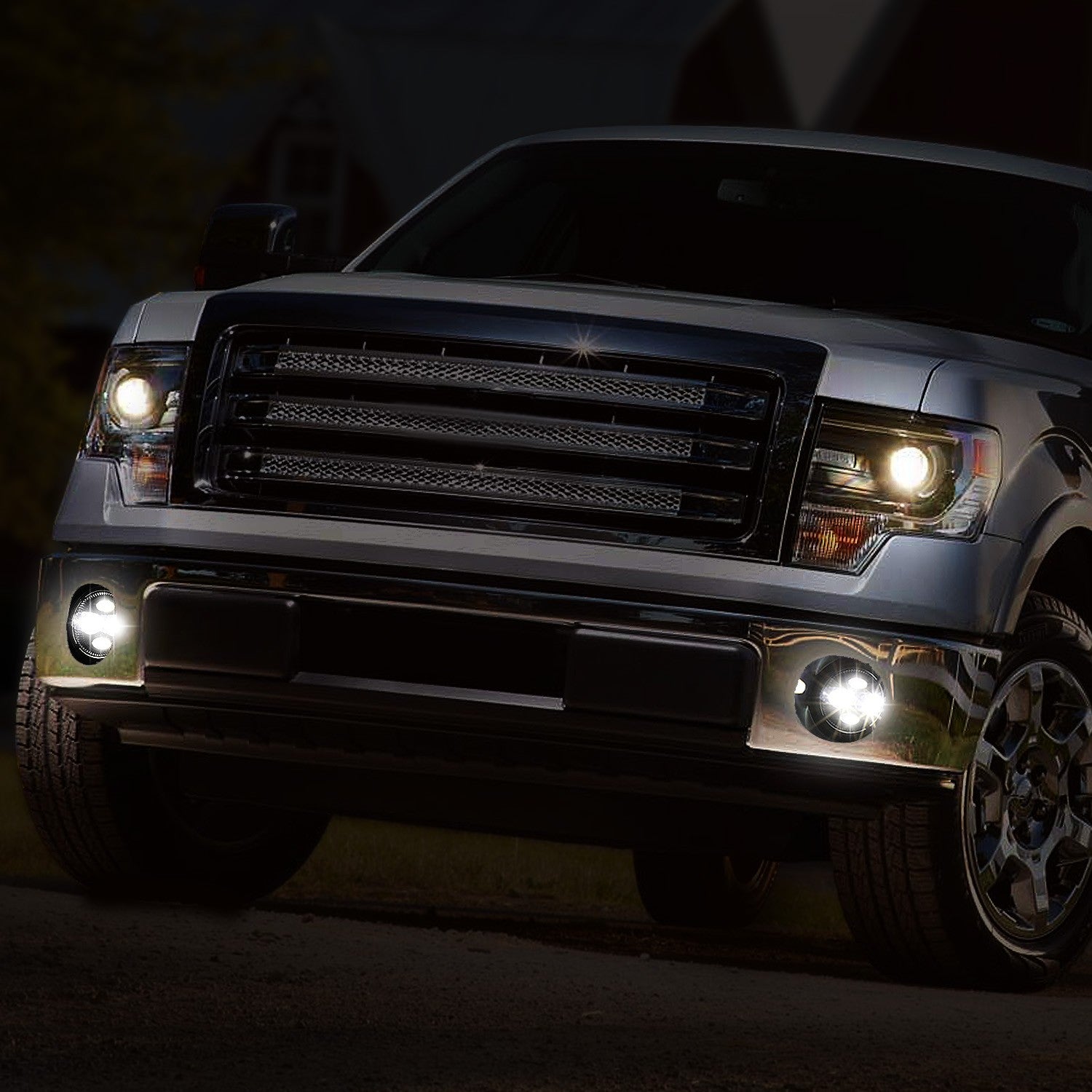 Black Housing/Smoked Lens LED Front Bumper Projector Fog Light Lamps w/Switch For 09-14 Ford F-150