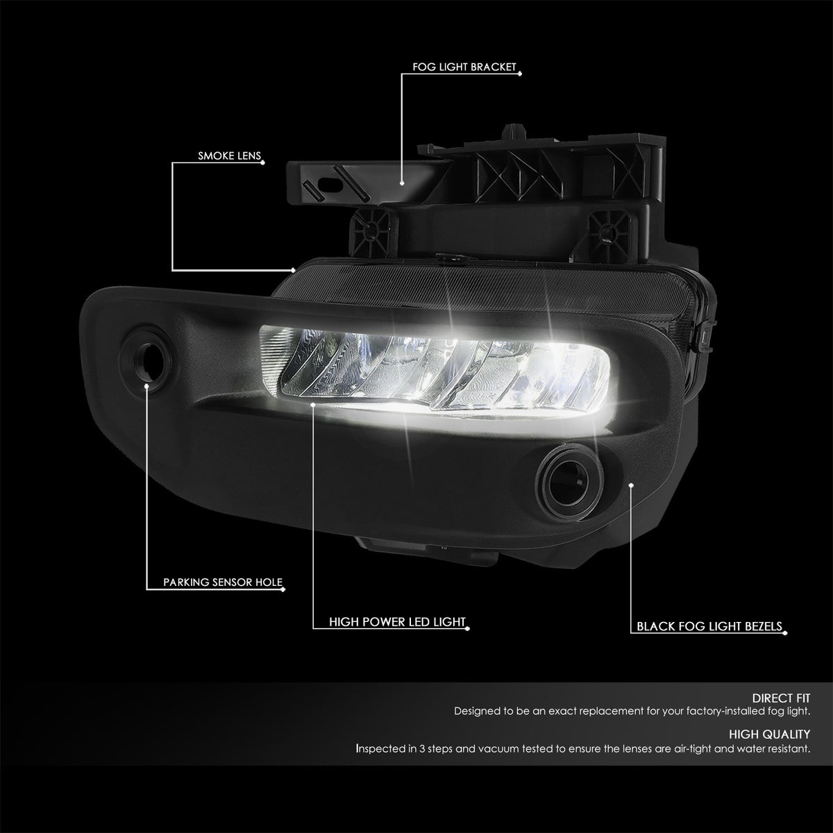 Smoked Lens LED Front Bumper Fog Light Lamps w/Switch For 19-22 Ram 1500 (DT 5th)