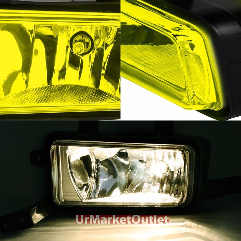 Yellow Amber Lens Front Bumper Fog Light Lamp+Bulb+Switch For 15+ Chevy/GMC