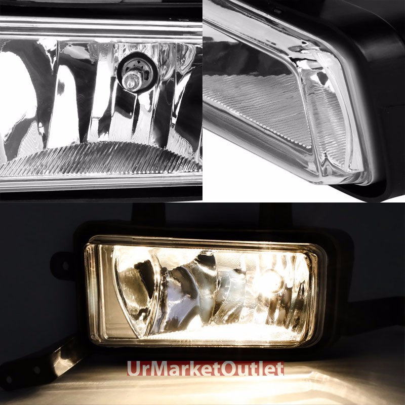 Clear Lens Front Replacement Bumper Fog Light Lamp+Bulb+Switch For 15+ Chevy/GMC