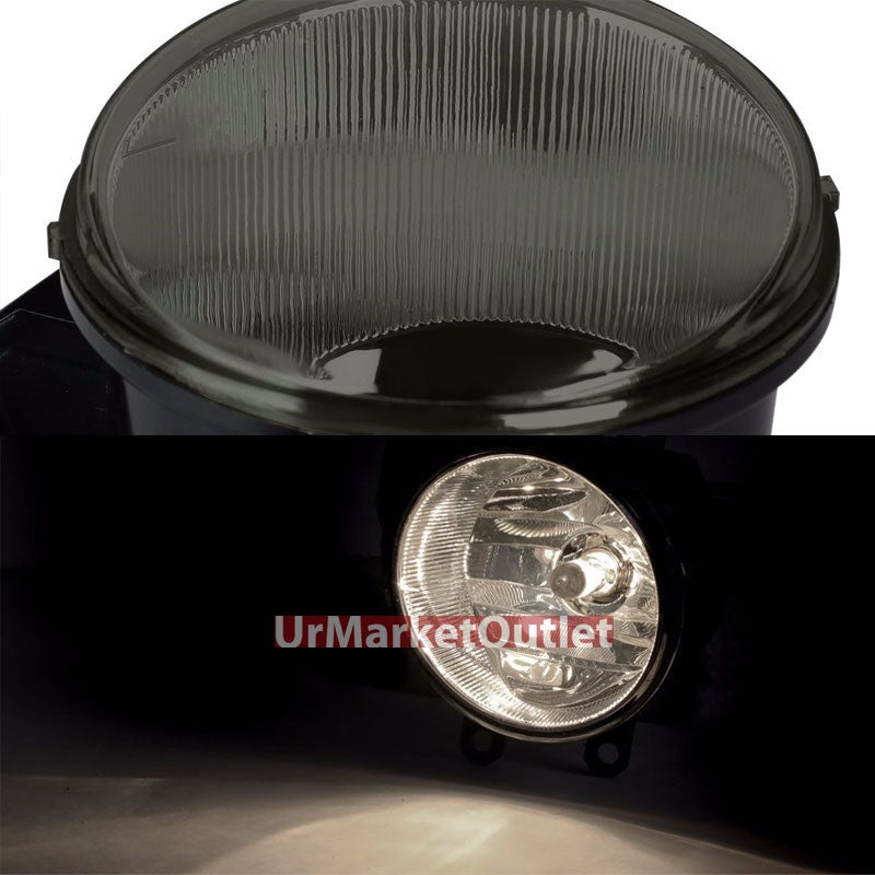 L+R Smoke Lens Chrome Housing Front Bumper Fog Light Lamp+Bulb+Switch TY809