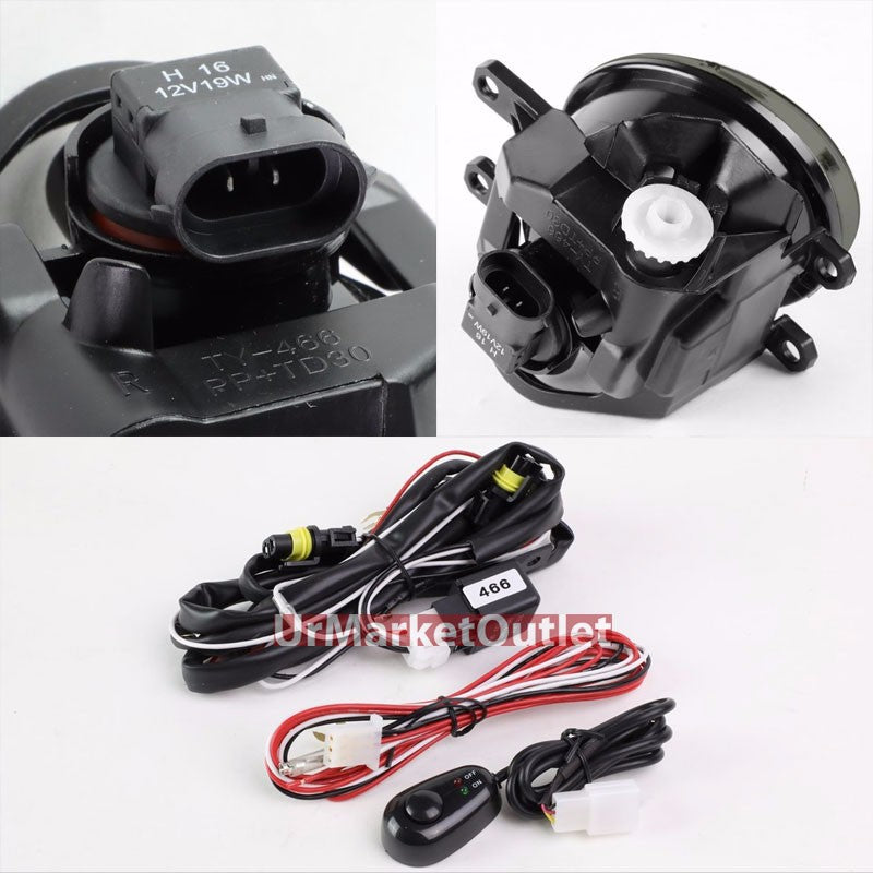 L+R Smoke Lens Chrome Housing Front Bumper Fog Light Lamp+Bulb+Switch TY809