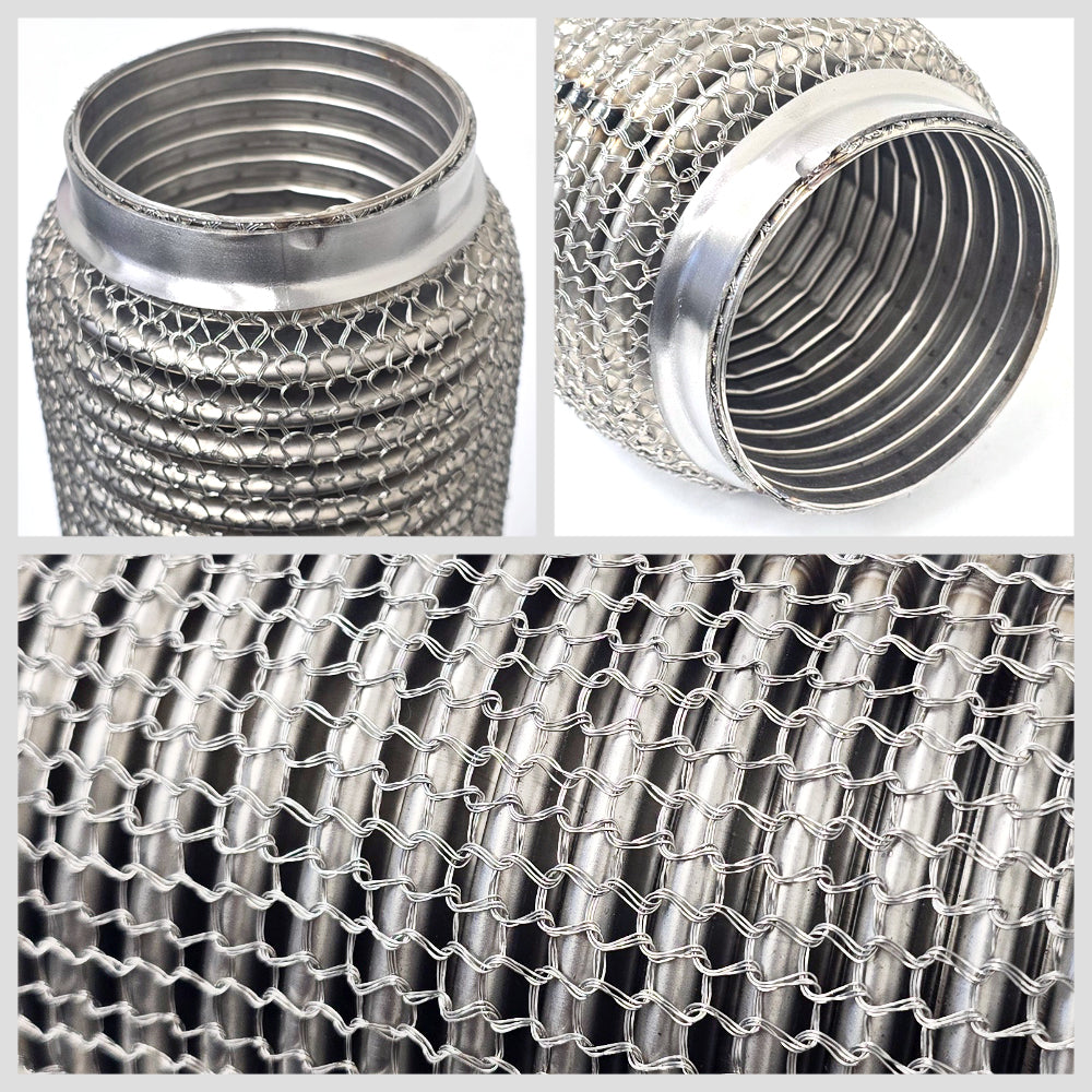 MR-FLEX25-V2 Megan 2.5" ID (64mm) (Stainless Interlock/Chain Mesh) Weld-On Exhaust Flex Pipe