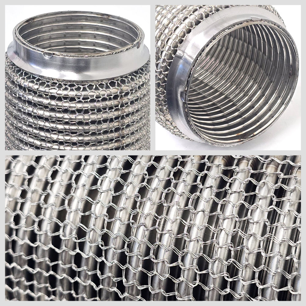 MR-FLEX3-V2 Megan 3" ID (77mm) (Stainless Interlock/Chain Mesh) Weld-On Exhaust Flex Pipe