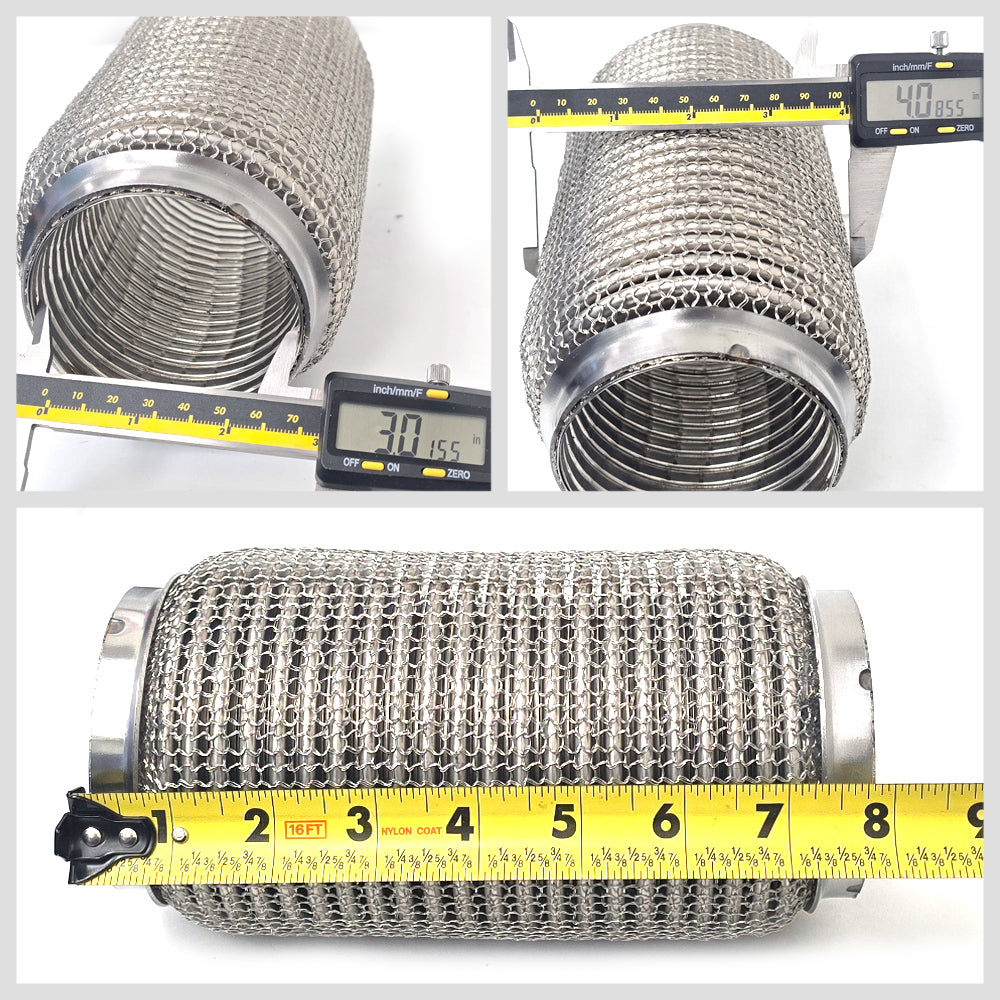 MR-FLEX3-V2 Megan 3" ID (77mm) (Stainless Interlock/Chain Mesh) Weld-On Exhaust Flex Pipe