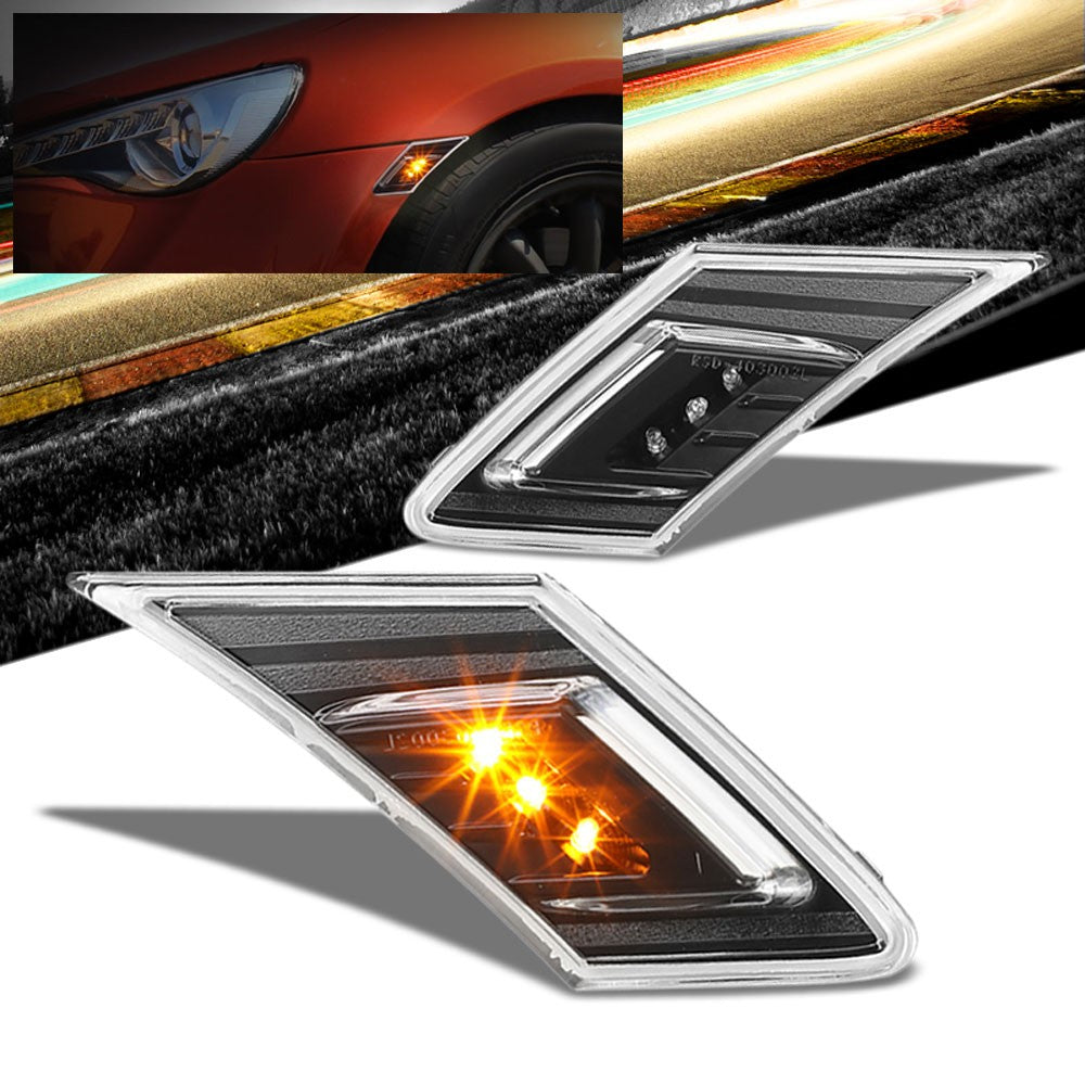 Black/Clear Len Bumper LED Turning Signal Corner/Side Marker Light For Scion FRS