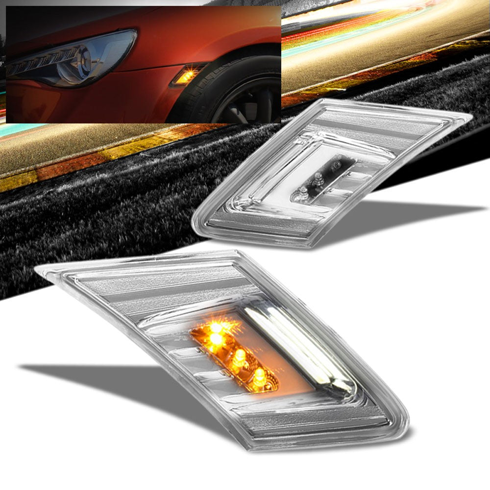 Chrome/Clear Len Front LED Turning Signal Corner/Side Marker Light For Scion FRS