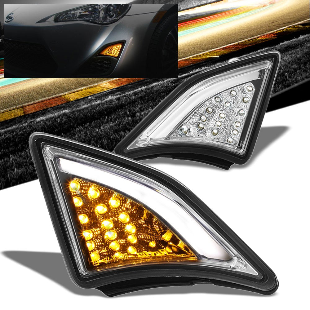 Chrome/Clear Len Front LED Turning Signal Corner/Side Marker Light For Scion FRS