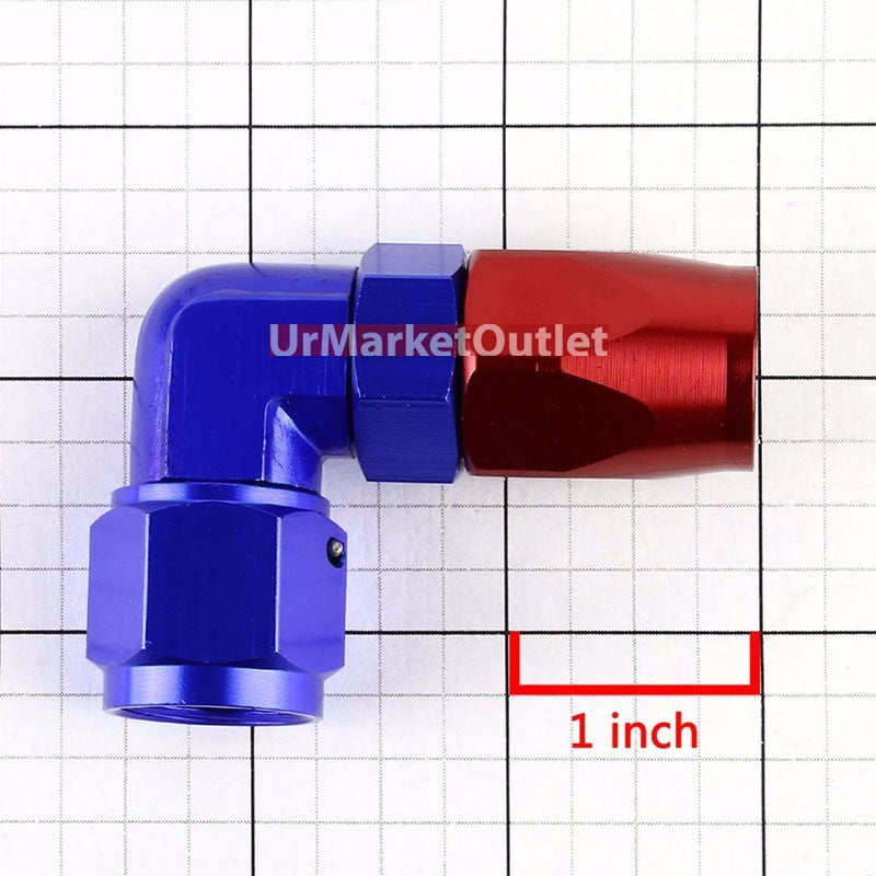 Blue/Red -4 AN 90 Degree [Swivel Hose End to AN Female] Oil/Fuel AN Fitting T1