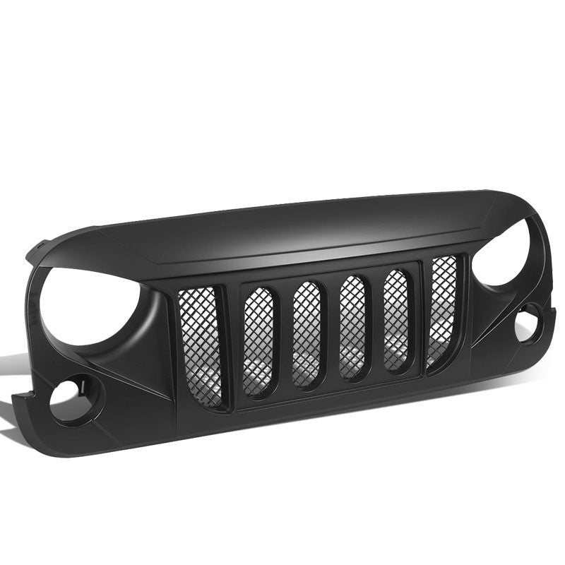 Black Matte Angry Bird/Diamond Mesh Style Front Grille For 07-17 Wrangler JK V8