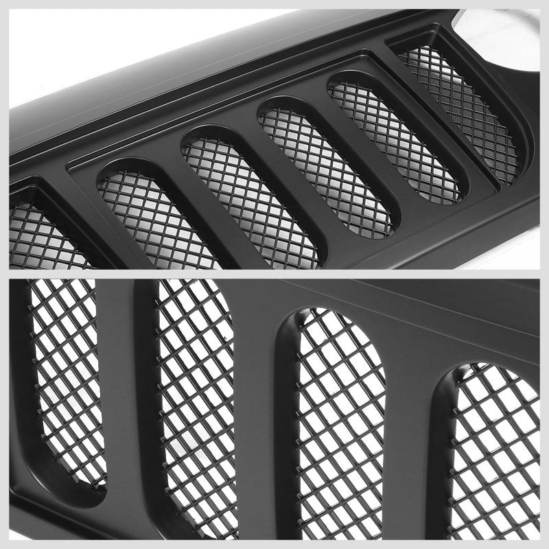 Black Matte Angry Bird/Diamond Mesh Style Front Grille For 07-17 Wrangler JK V8