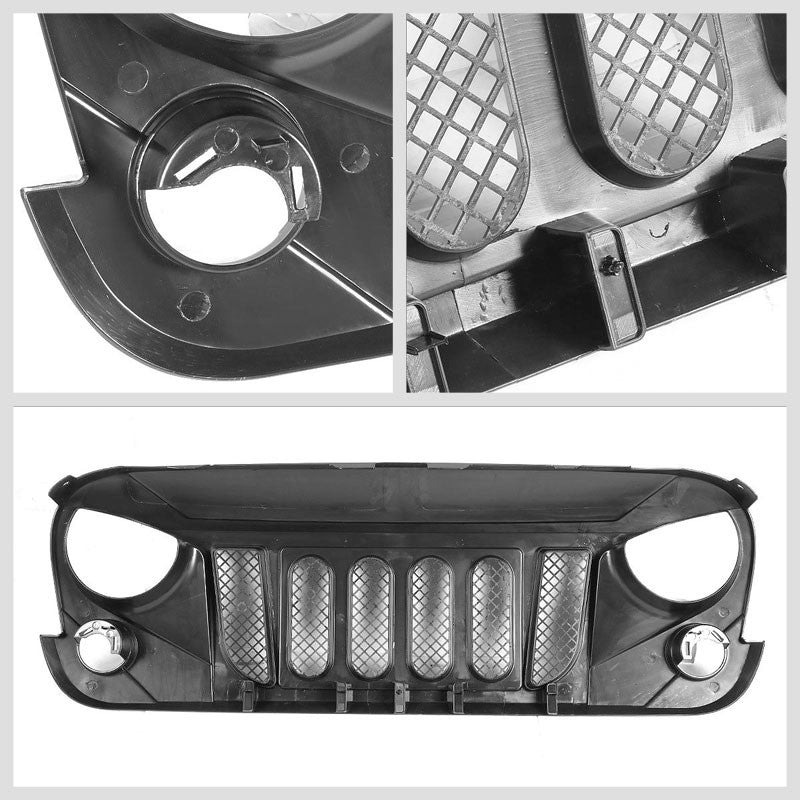 Black Matte Angry Bird/Diamond Mesh Style Front Grille For 07-17 Wrangler JK V8