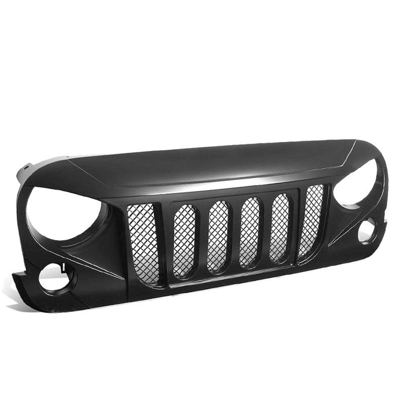 Black Satin Angry Bird/Diamond Mesh Style Front Grille For 07-17 Wrangler JK V8