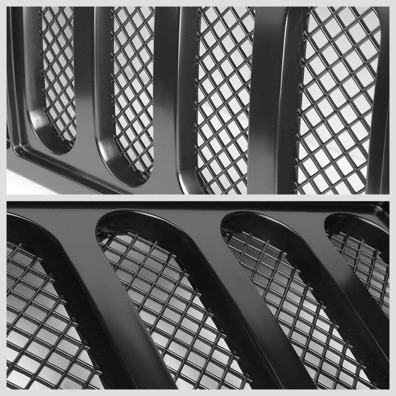 Black Satin Angry Bird/Diamond Mesh Style Front Grille For 07-17 Wrangler JK V8