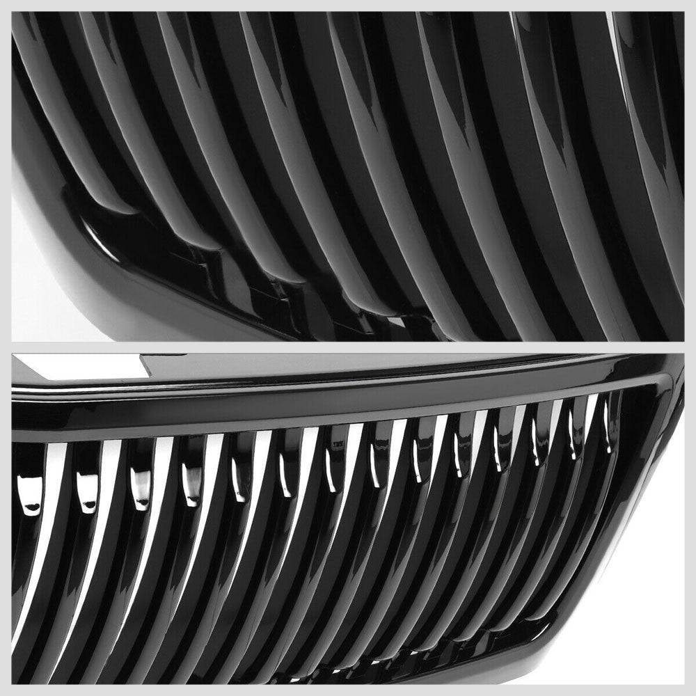 Glossy Black Badgeless Vertical Style Front Grille For 07-13 Silverado 1500