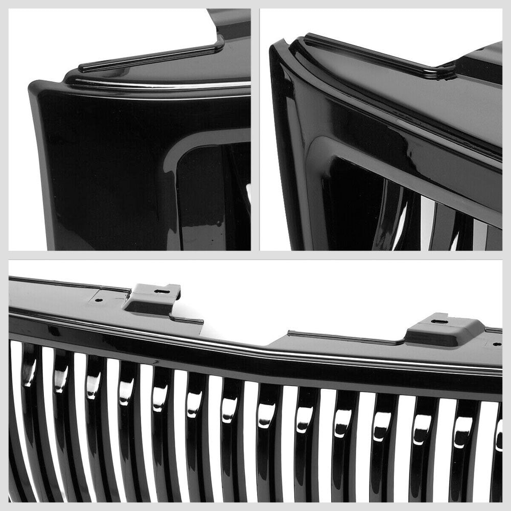 Glossy Black Badgeless Vertical Style Front Grille For 07-13 Silverado 1500