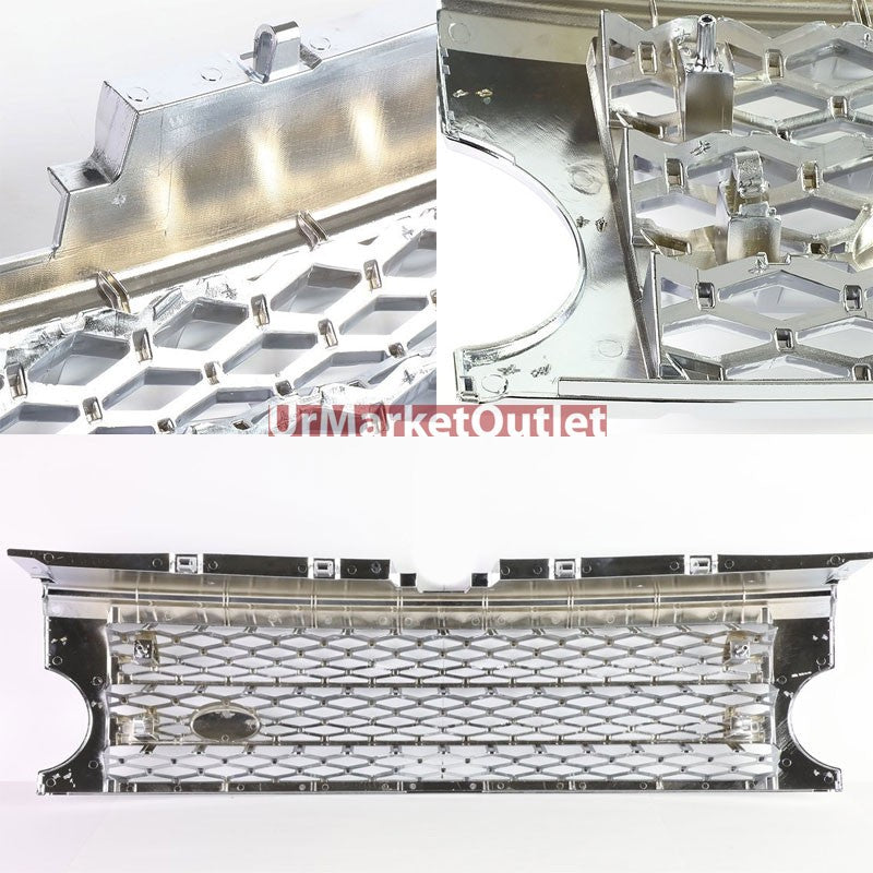 Chrome Frame/Black Diamond Mesh Style Front Grille For 05-09 LR3 Discovery 3 HSE