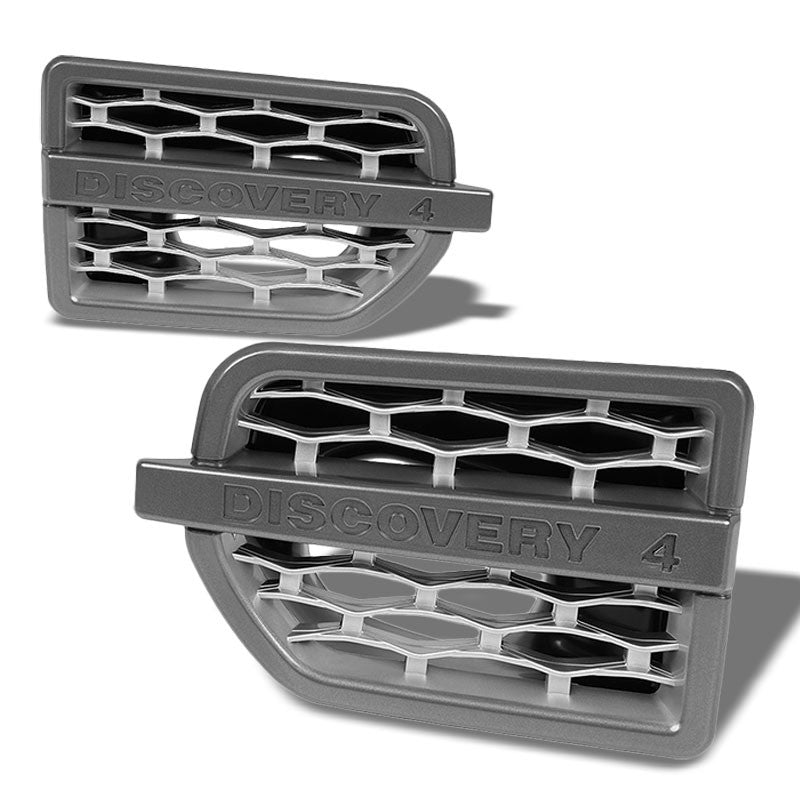 Grey/Silver Honeycomb Mesh Side Vent Grille For 10-12 Land Rover LR4 L319 5.0L