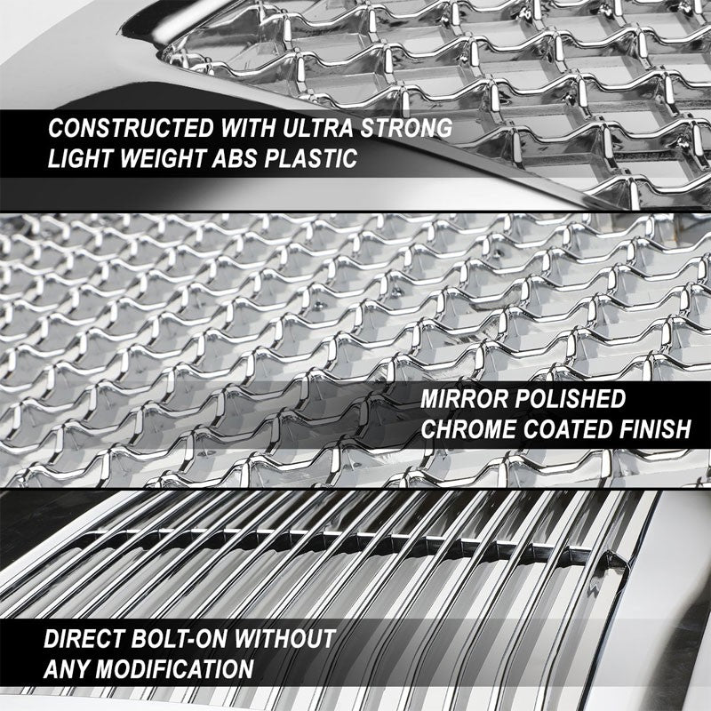 Chrome Diamond Mesh Style Front Grille For 07-13 Chevrolet Silverado 1500 V6/V8