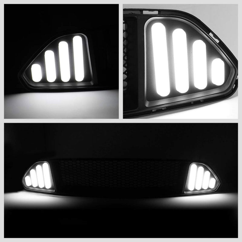 Black Honeycomb Style Front Up Grille+White LED DRL For 15-17 Ford Mustang V6/V8