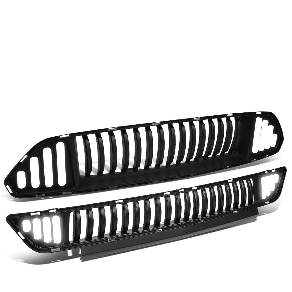 Black Vertical Style Bar Style LED DRL Front Grille Set For 15-17 Ford Mustang