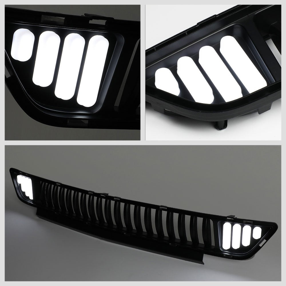 Black Vertical Style Bar Style LED DRL Front Grille Set For 15-17 Ford Mustang