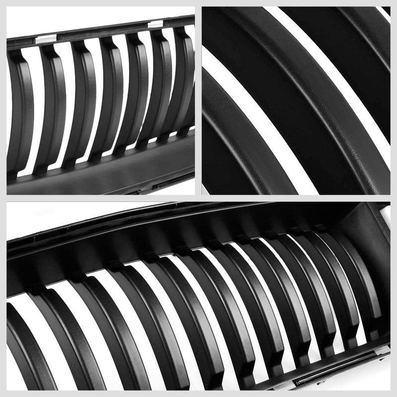 Black Vertical Style Front Up Grille+White LED DRL For 15-17 Ford Mustang V6/V8