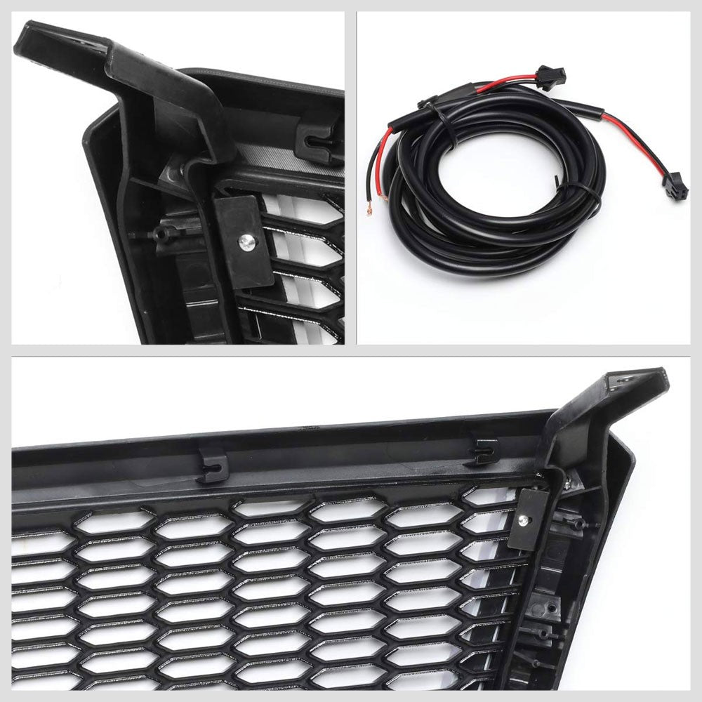 Glossy Black Badgeless Honeycomb Mesh Front Grille+LED Bar For 04-08 Ford F-150