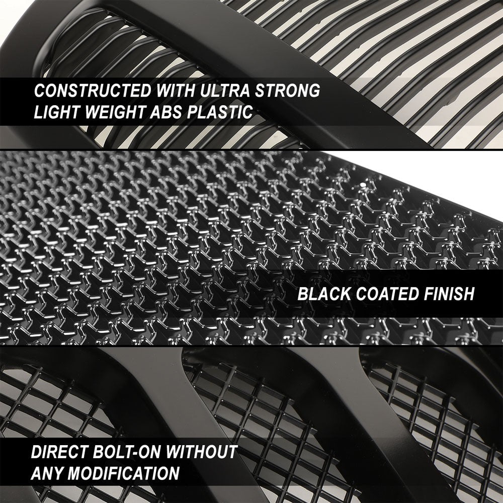 Matte Black Honeycomb Front Grille L-Shape LED Bar 09-14 Ford F-150 BFC-FGR-1-LB-013-T7