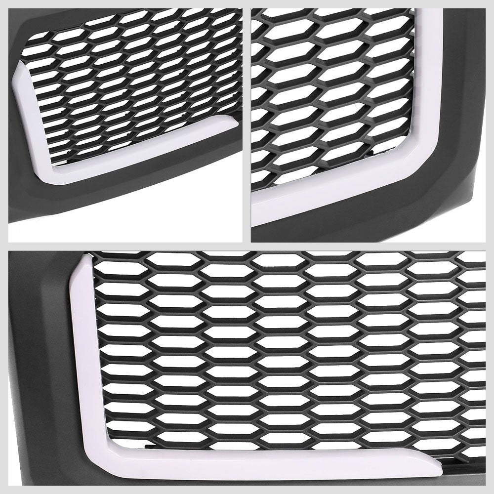 Matte Black Honeycomb Front Grille L-Shape LED Bar 09-14 Ford F-150 BFC-FGR-1-LB-013-T7