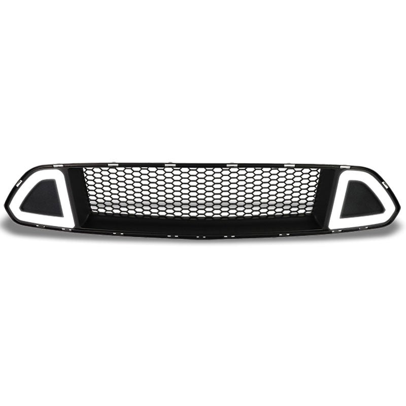 Honeycomb Matte Black Front Up Grille +LED DRL Running Light For 15-17 Mustang