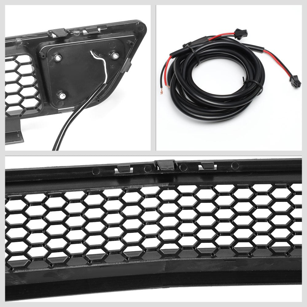 Black Mesh Style Ring Style LED DRL Front Grille Set For 15-17 Ford Mustang