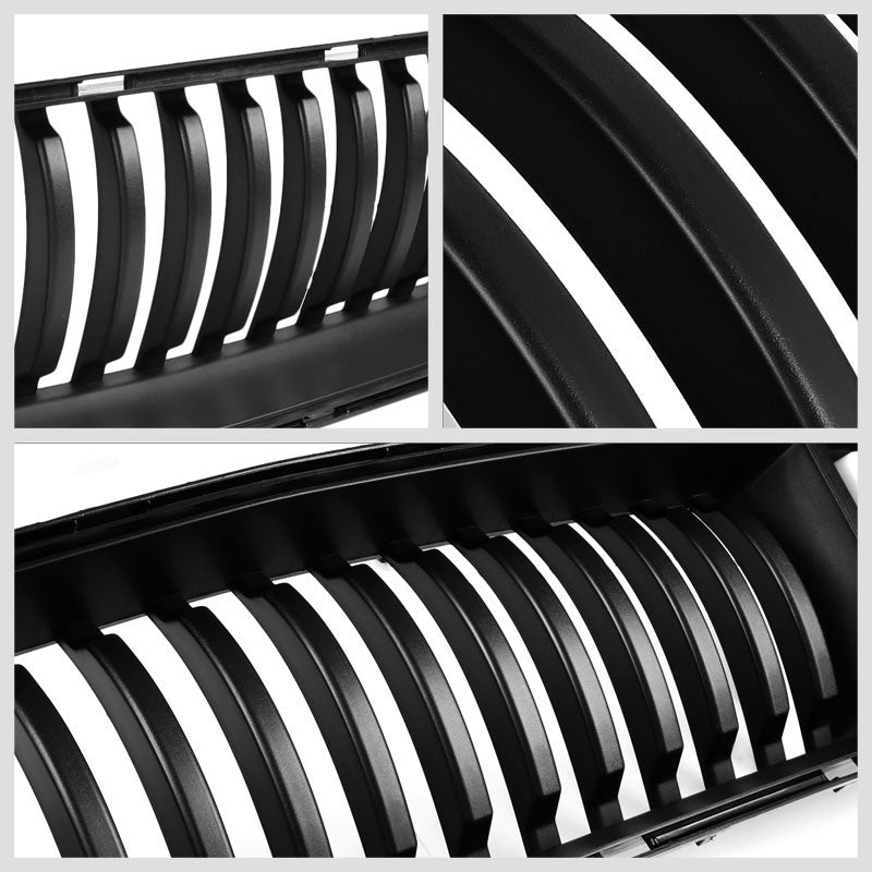 Vertical Fence Matte Black Front Upper Grille +LED DRL For 15-17 Ford Mustang