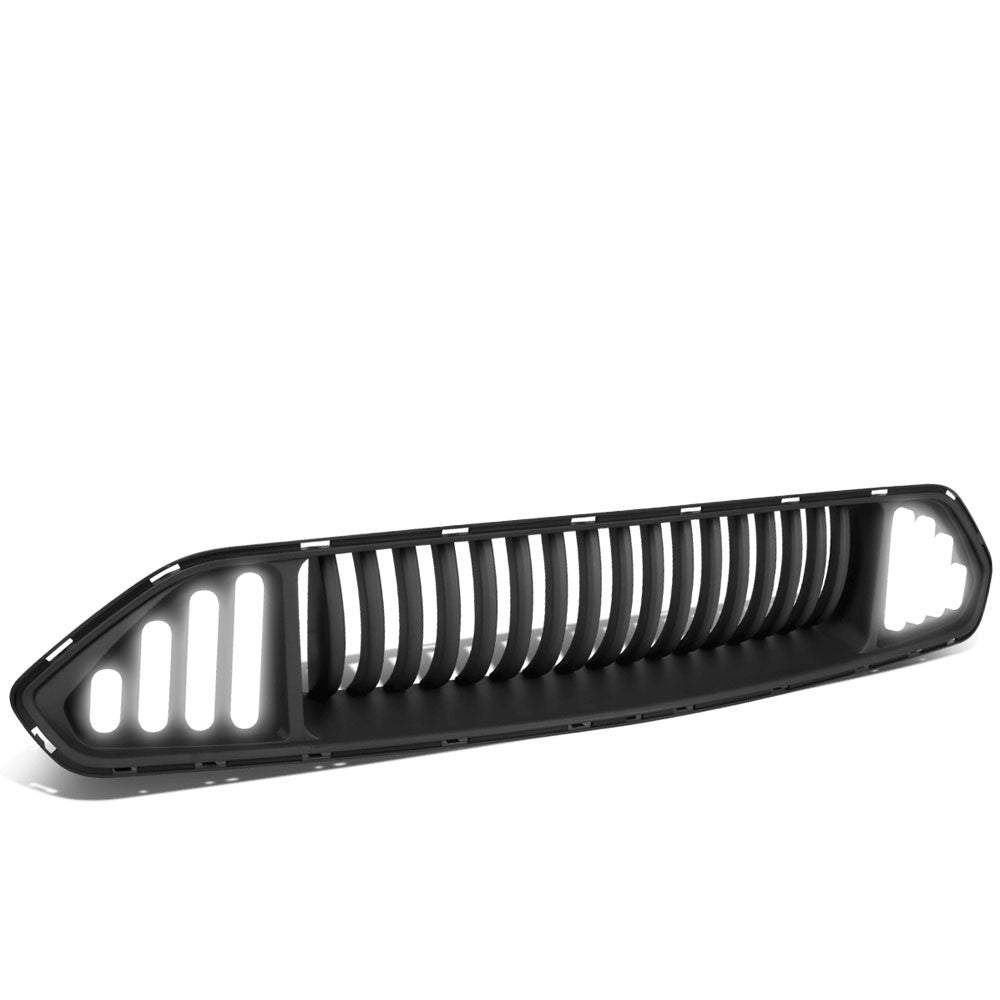 Black Vertical Style Bar Style LED DRL Front Upper Grille For 18-20 Ford Mustang