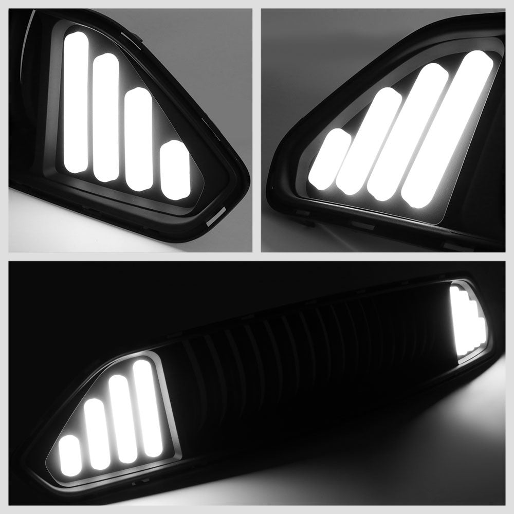 Black Vertical Style Bar Style LED DRL Front Upper Grille For 18-20 Ford Mustang